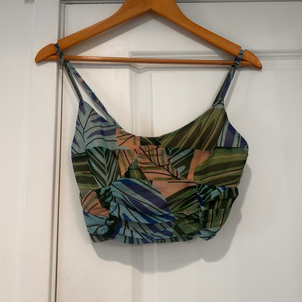 Rivir Y2K Babydoll Boho Mesh Fairy Grunge Top Women's Small Resort Tropical